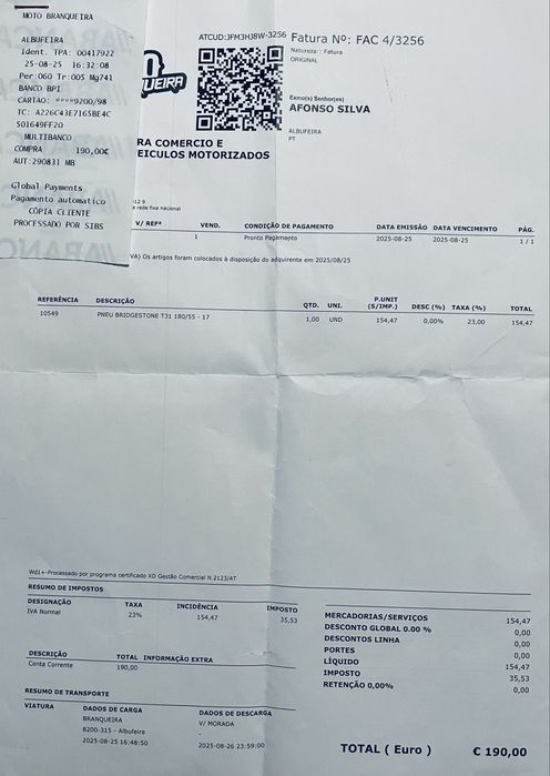 Pneu BRIDGESTONE T31 180/55 - 17