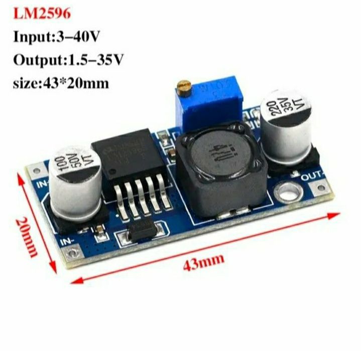 Повишаючі та понижаючі модулі.  MT3608, LM2596, LED-індикатор