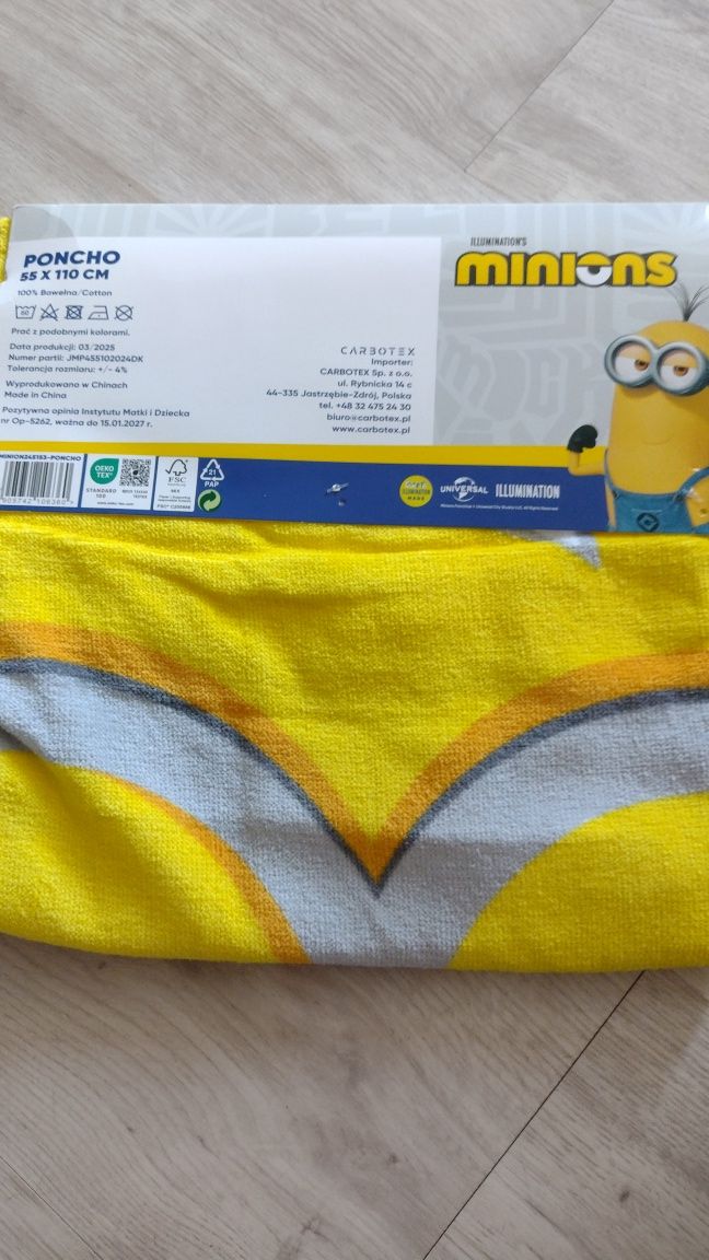 Ponczo ręcznik z kapturem Minionki
