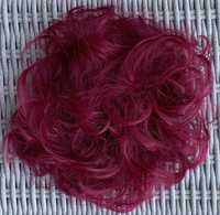 Włosy doczepiane, burgund, kok na gumce (180 )