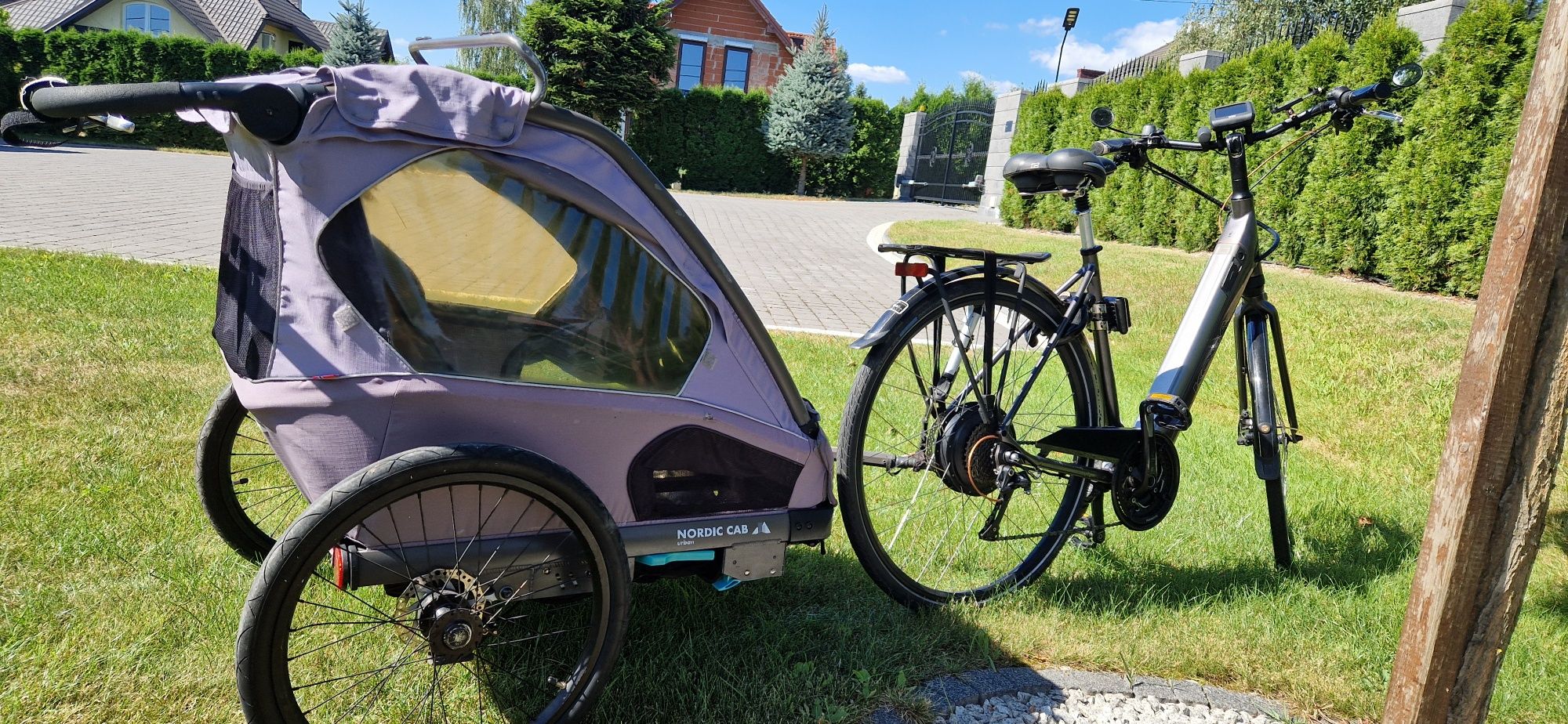 Rower elektryczny z przyczepką 2 osobowa skladana