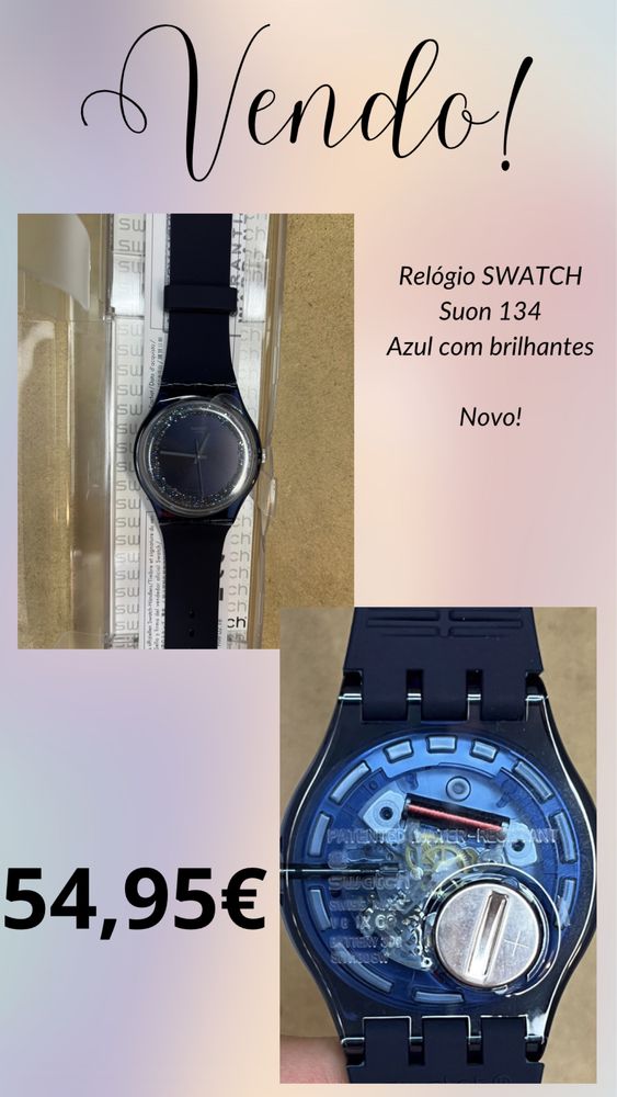 Relógio Swatch Azul com brilhantes