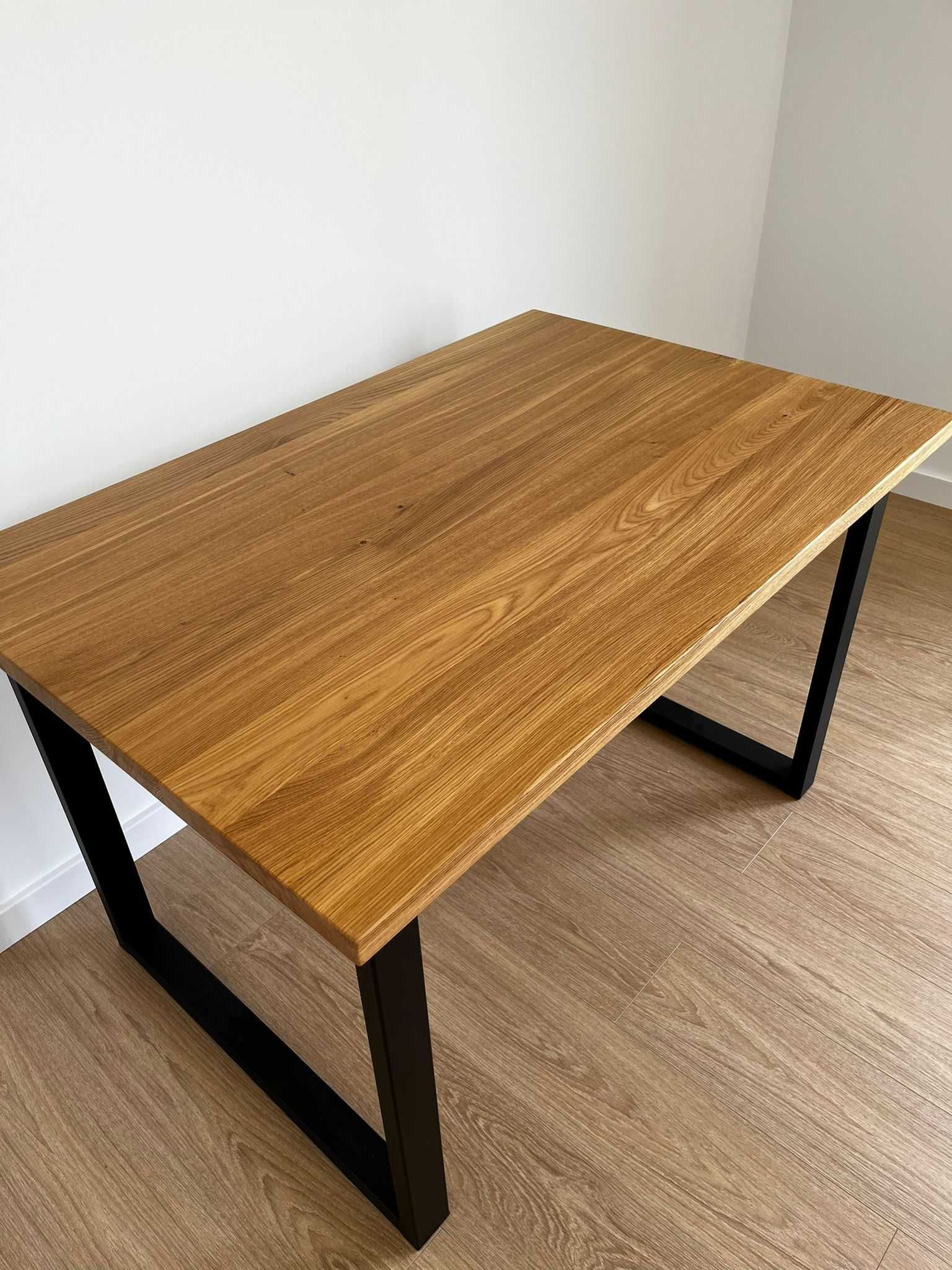 Stół drewniany dębowy PREMIUM 120x80x3 loft metalowe nogi salon