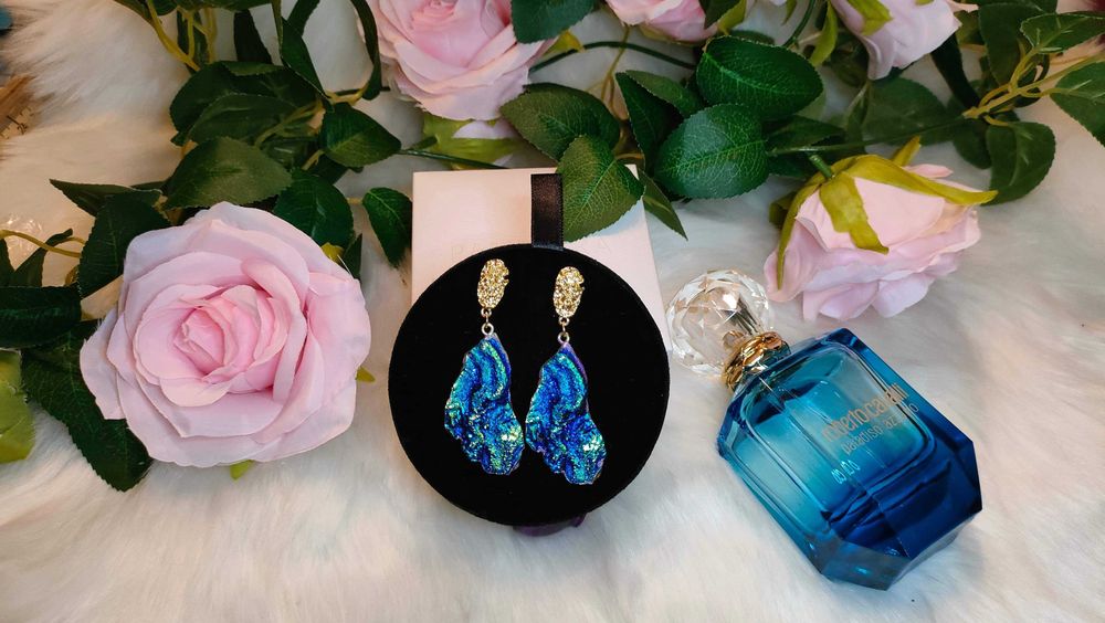 Nowe złote kolczyki. Kolczyki kameleon. Unikat. Kolczyki Glamour