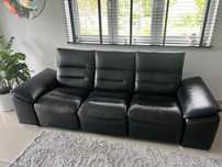 meble wypoczynkowe – sofa i fotel impressione, skórzane, czarne