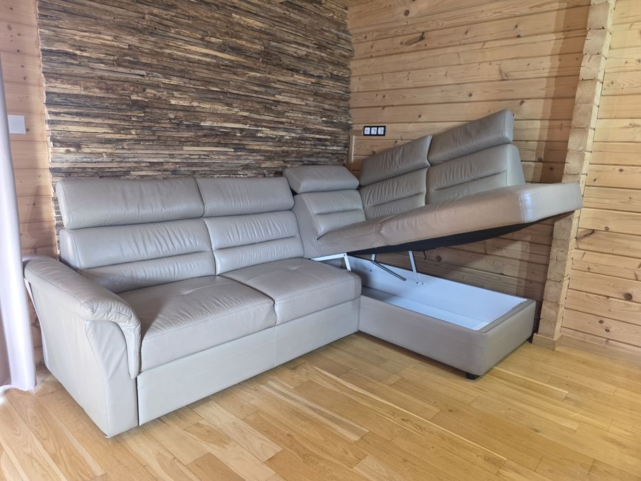 Narożnik skóra naturalna regulowane zagłówki