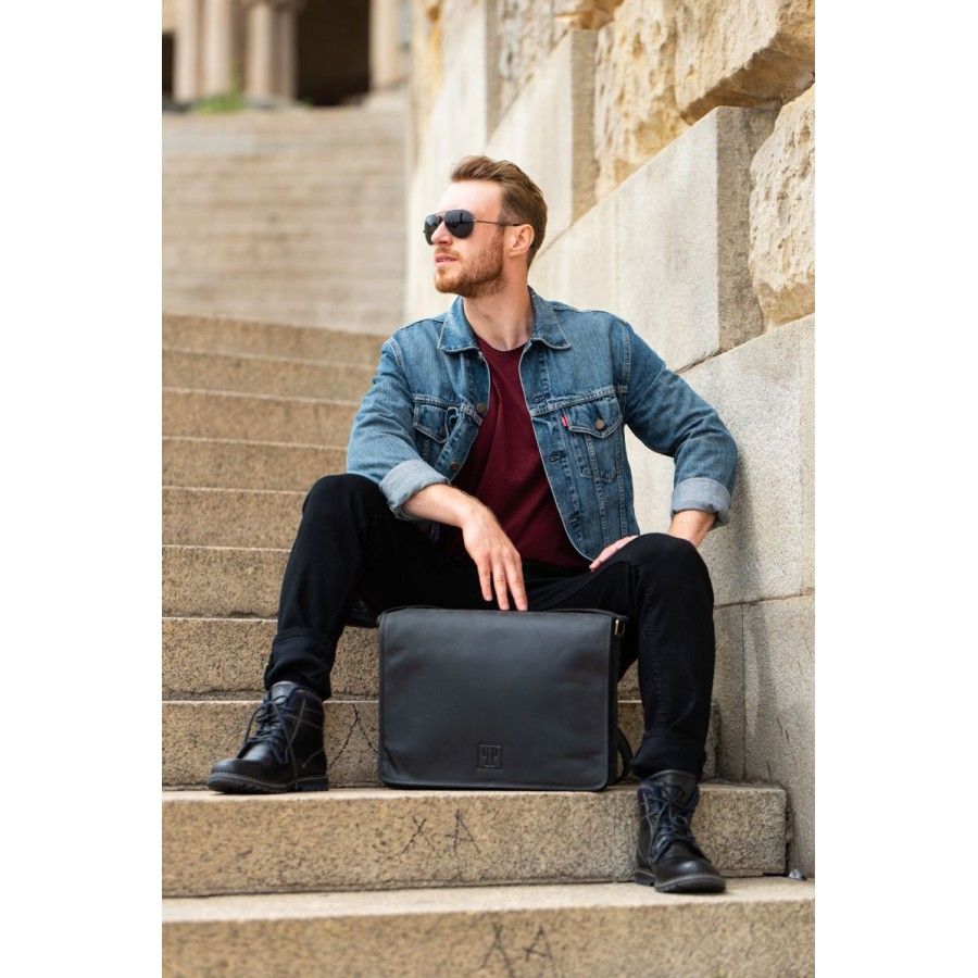 torba męska na ramię vintage paolo peruzzi t-06-bl