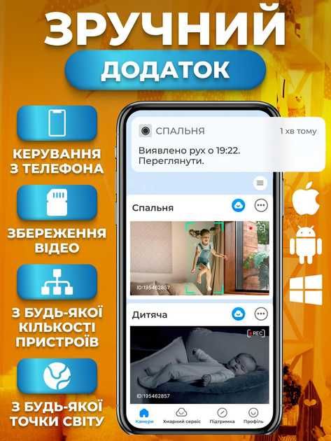 Відеоняня   з датчиком руху нічним баченням двостороннім звʼязком