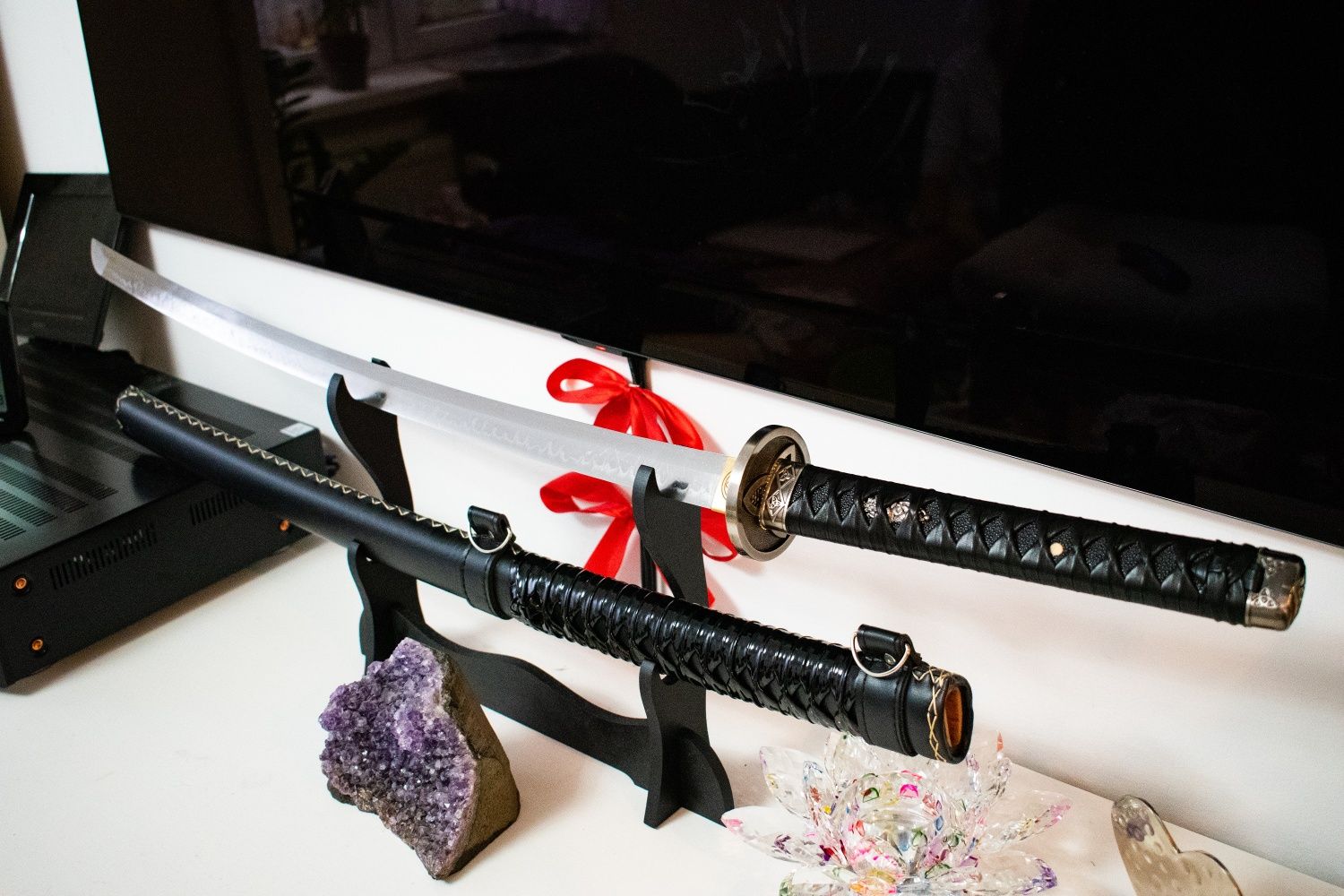 Miecz samurajski Japońska Katana Stal T10 Handmade + Stojak+certyfikat