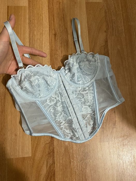 Корсетний топ бюстгалтер 34А 90А 75А голубий корсет лівчик