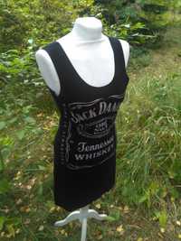 Czarna prosta krótka sukienka mini Jack Daniel's whisky S M
