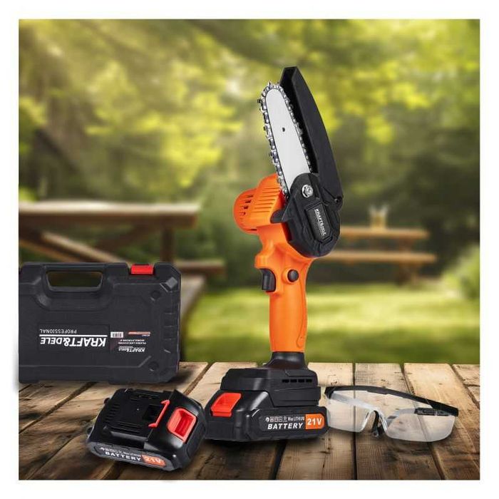 AKUMULATOROWA piła łańcuchowa 4" mini pilarka 4 cale 21V 1.5Ah ZESTAW