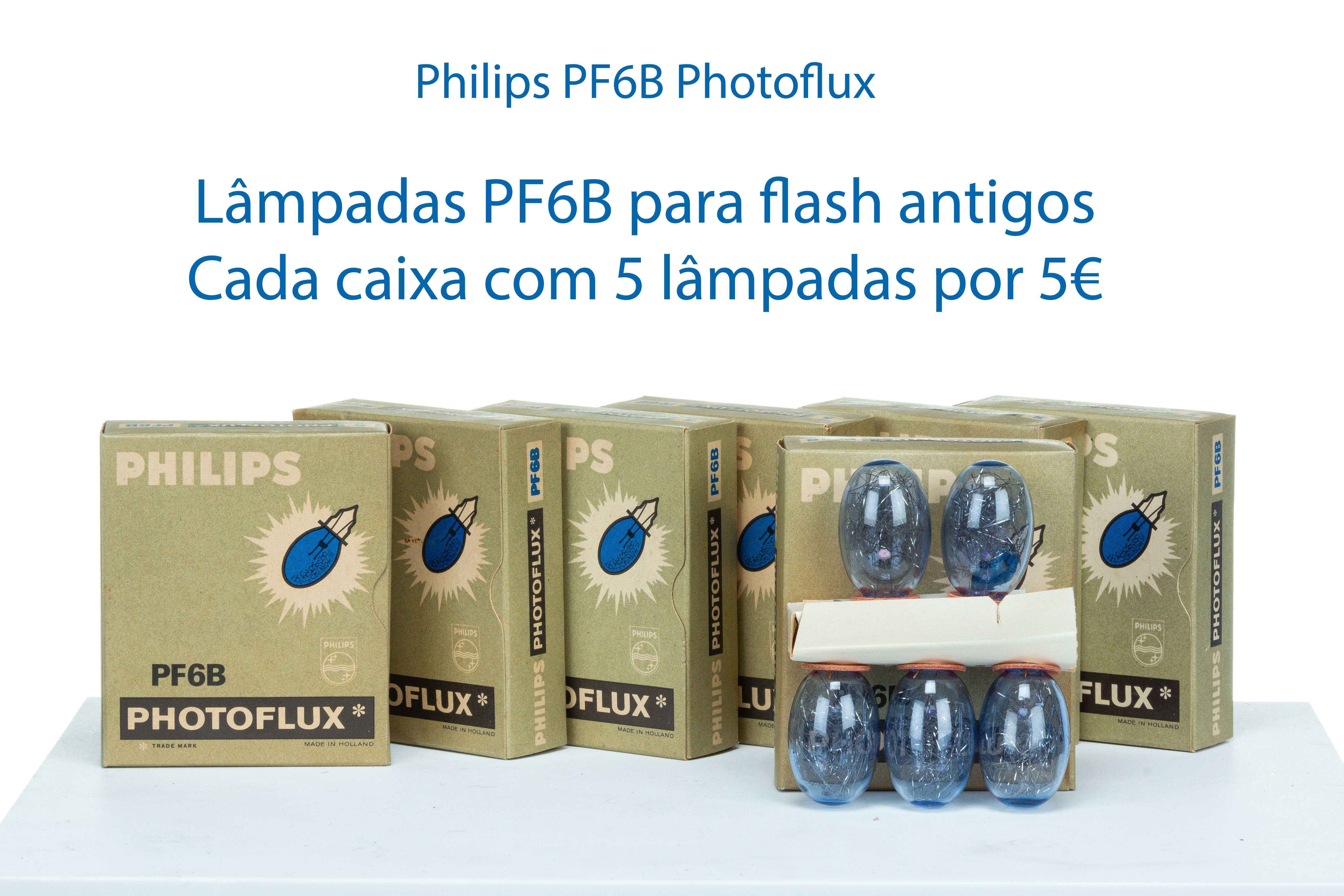 Lâmpadas PF6B para flash antigos
Cada caixa com 5 lâmpadas por 2,5€