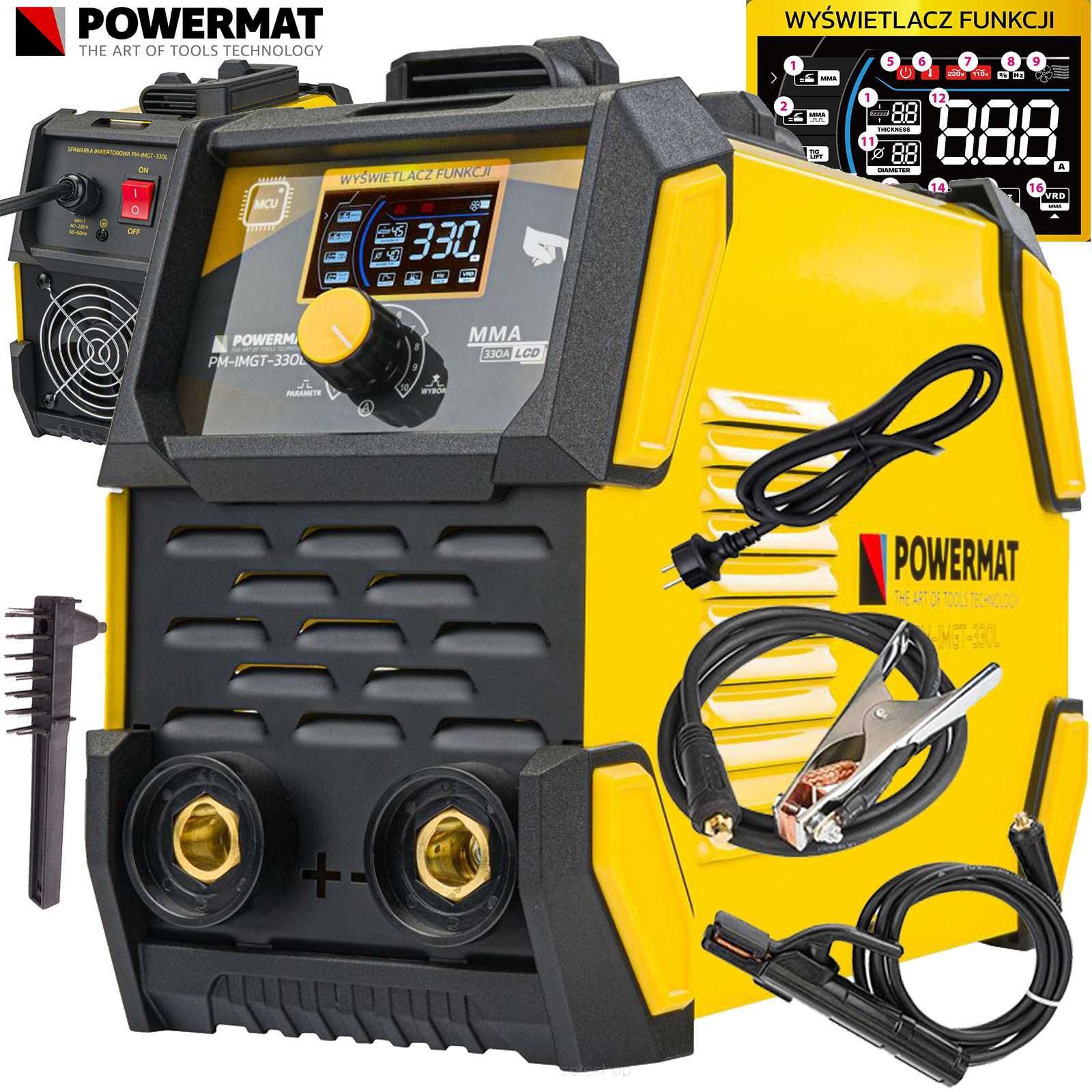 POWERMAT Spawarka Inwertorowa Lcd Mma Pulse Tig-lift 330a Igbt PM1265