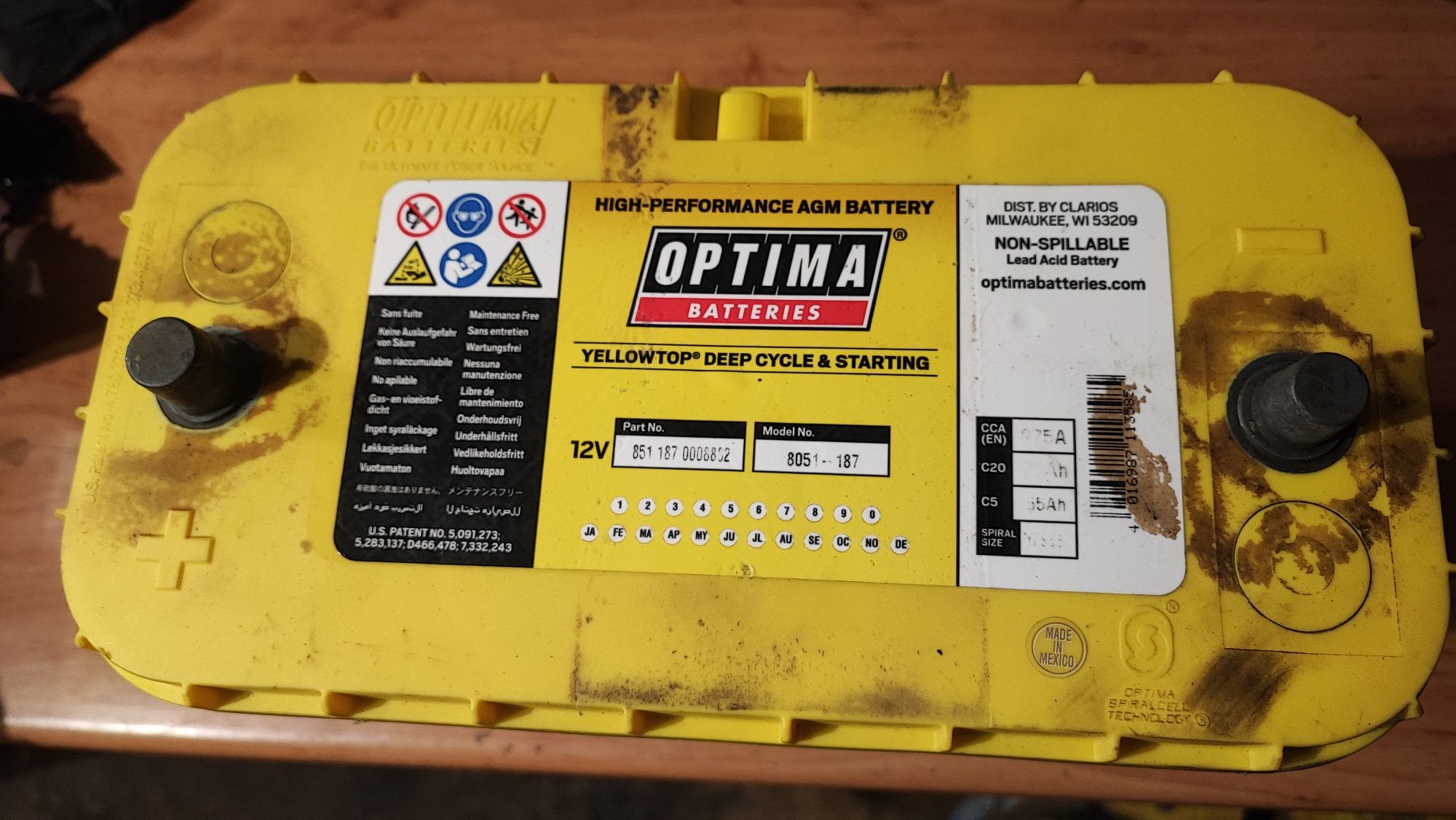 Akumulator AGM Optima Yellow 75Ah 975A nowy !