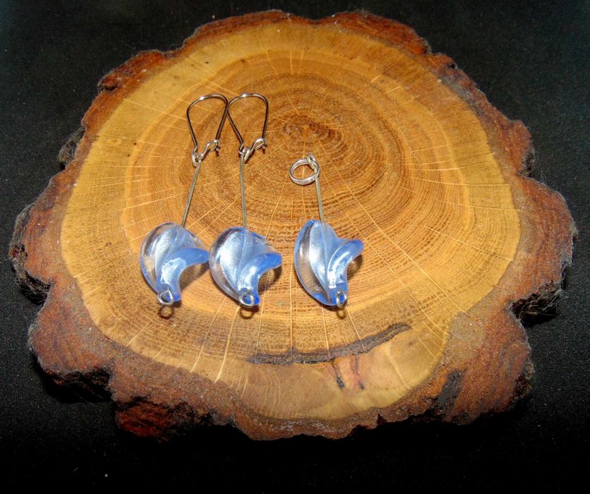 Zestaw zawijańców kolczyki i zawiezka błękitne