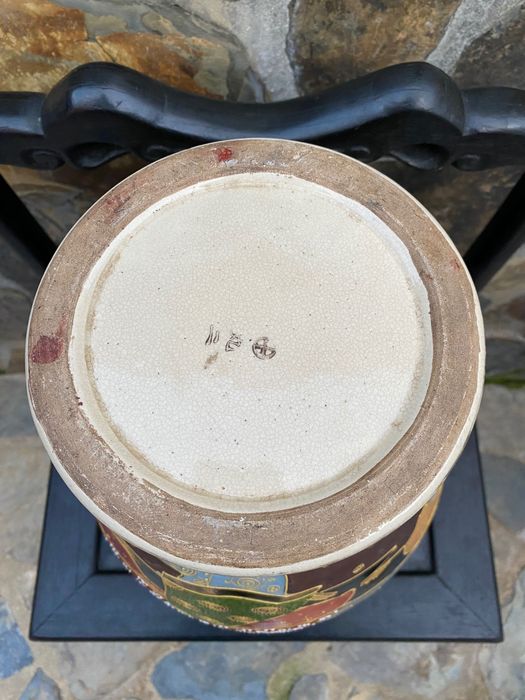 Grande Jarrão Japonês Satsuma Séc XIX Japão Assinado 47 cm