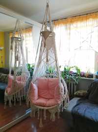 Huśtawka fotel wiszący ogrodowy salonowy boho makrama bocianie gniazdo