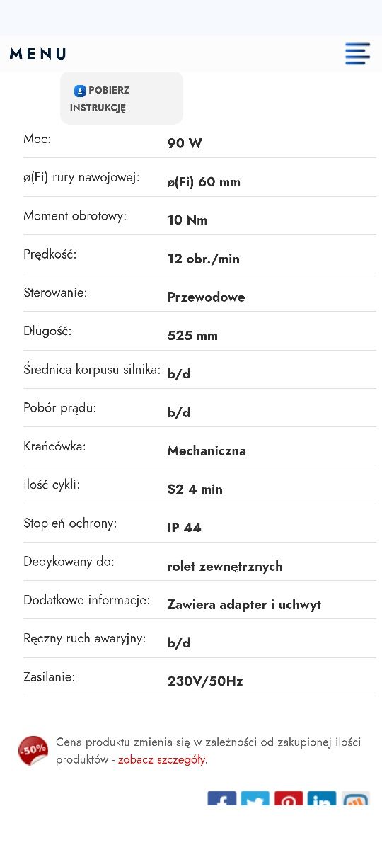Silnik rolety zewnętrznej Somfy Solid 2 PA
