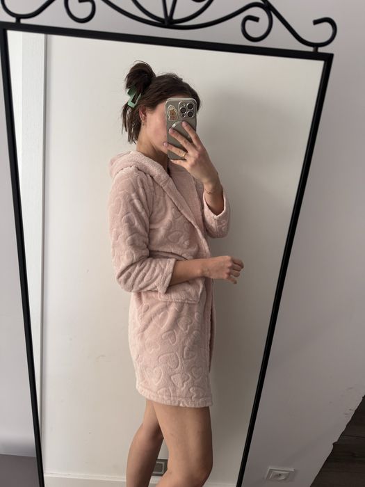 Szlafrok pudrowy róż serca primark