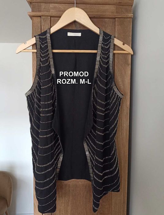 Czarna bogato zdobiona kamizelka promod