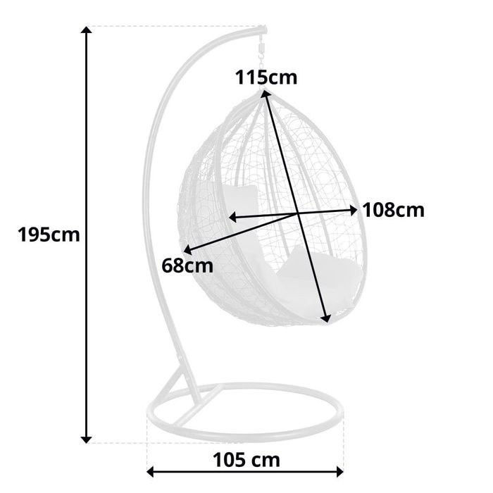 Fotel wiszący ogrodowy huśtawka kokon biały