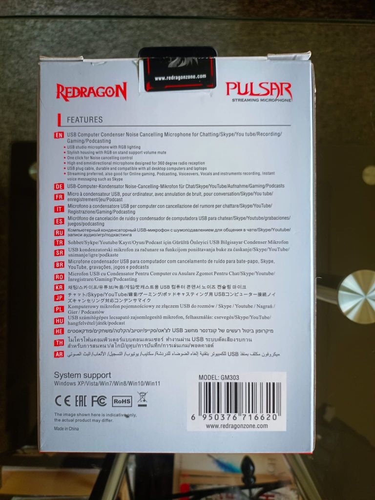 Mikrofon Redragon Pulsar RGB,.