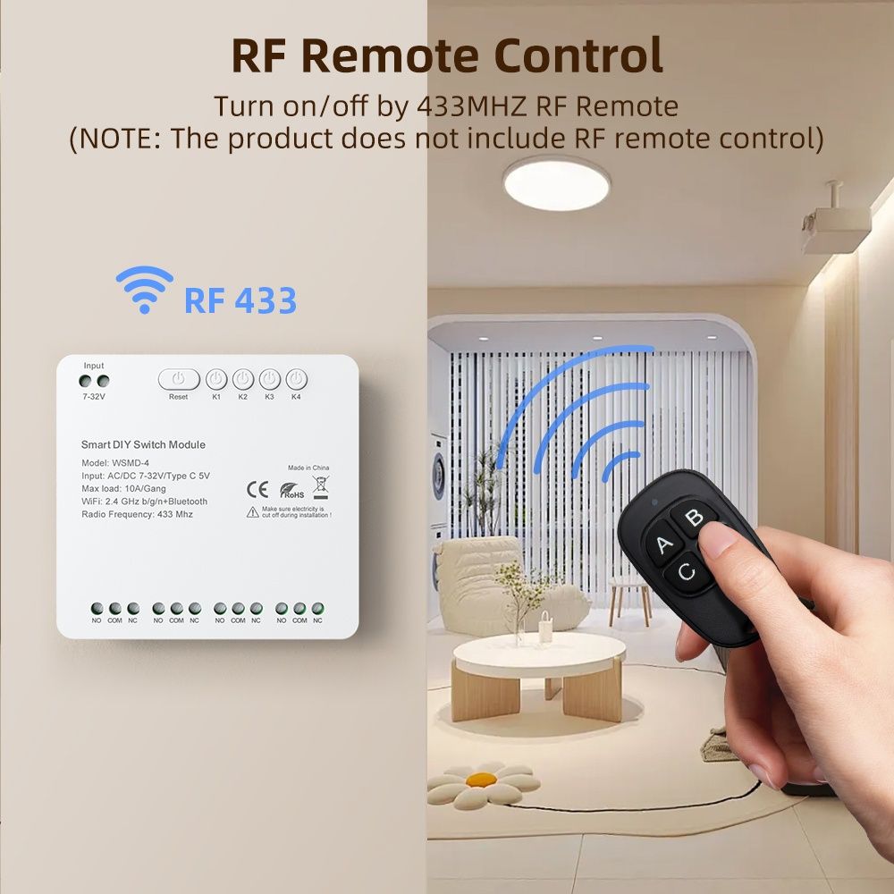 Tuya smart life 4-канальное умное реле, коммутатор, rf 433