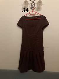 Czekoladowa sukienka MeS 34 z solidnej bawełny