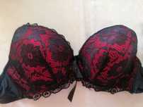 Biustonosz, stanik koronkowy YYG czerwono/czarny size 36/80