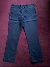 Granatowe lniane spodnie męskie r.54