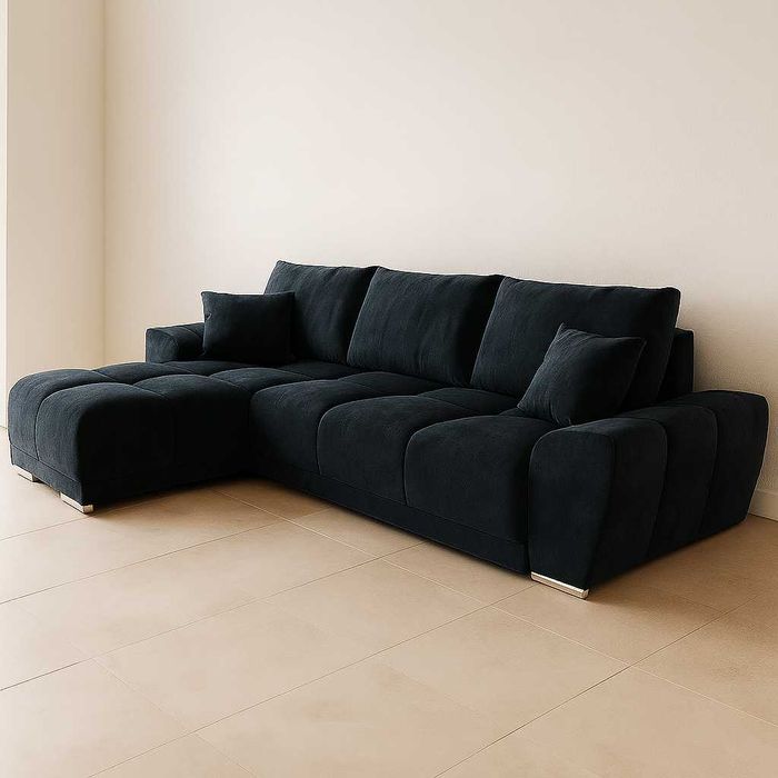 Narożnik Bego L funkcja spania welur Monolith 95 ciemny szary okazja