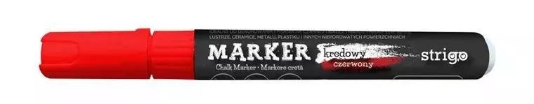 Marker kredowy okrągła końcówka czerwony STRIGO. Strigo