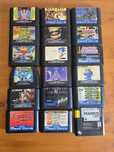 Vários material Sega, Nintendo, cartuchos, amiibos, etc