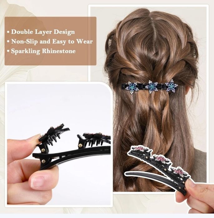 6 x Spinki do włosów z kryształkami, kolorowe spinki, spinki kwiaty