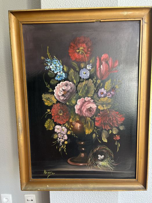 Quadro floral com moldura