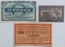 Notgeld, zestaw, 10, 20, 50 feningów 1920/1921r. Stany UNC/UNC-