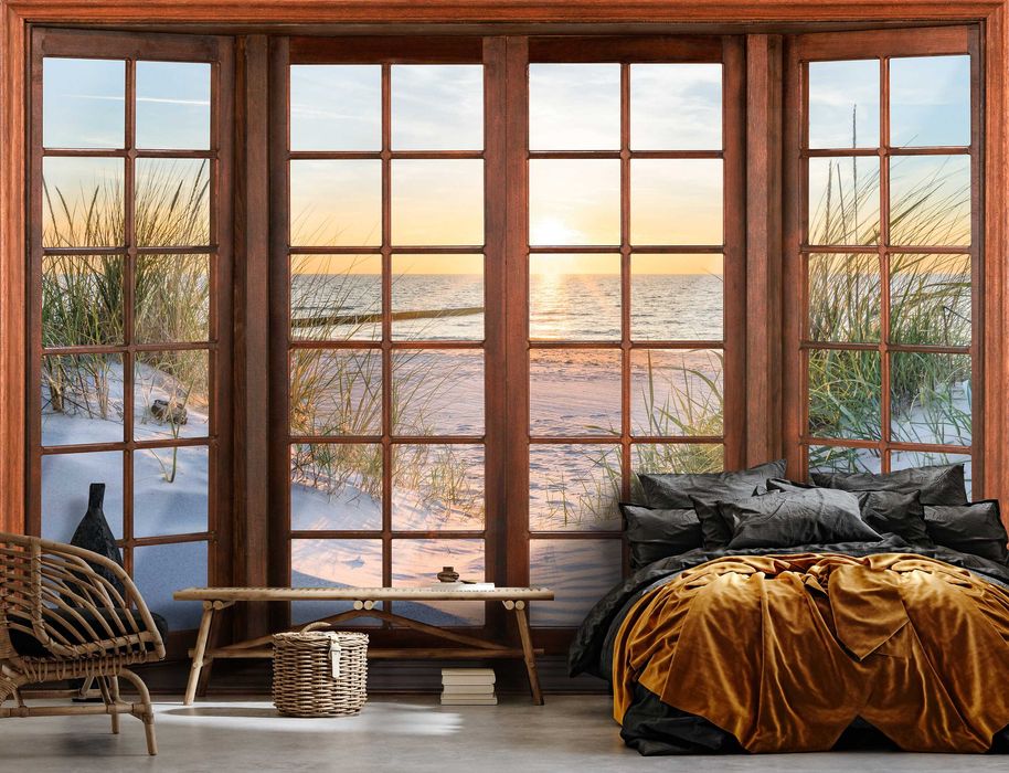 Fototapeta Imitacja Okna Plaża Słońce 3D Na Twój Własny Rozmiar + KLEJ