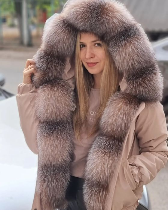 Бомбер с натуральным мехом блюфрост, парка с песцом