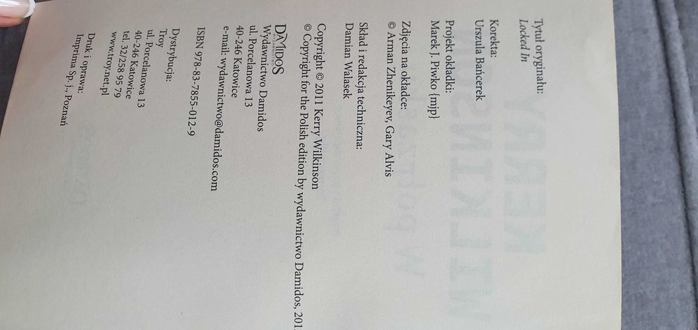 Książka " W potrzasku" Kerry Wilkinson