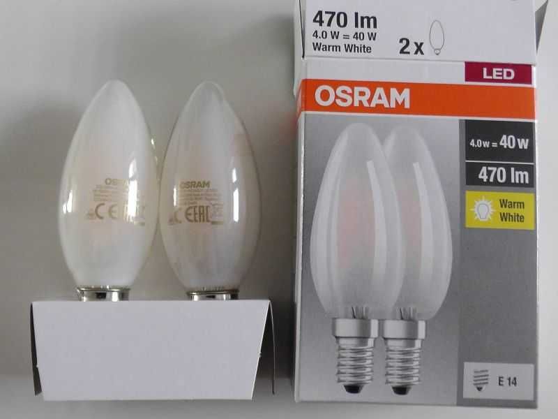 Żarówka LED E14 4W = 40W 2700K Świeca Filament OSRAM 2 szt