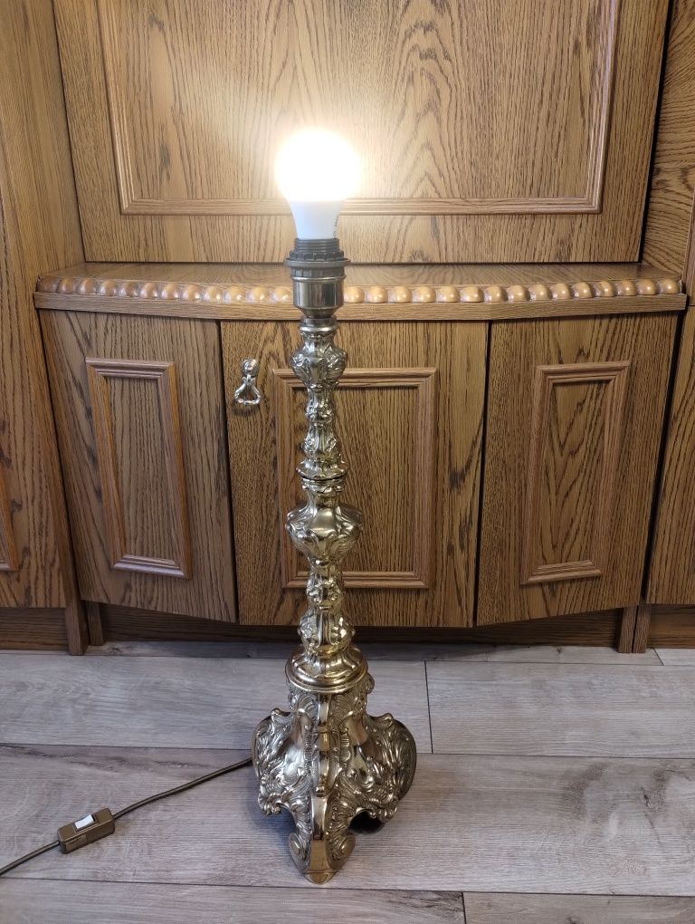 Lampa stojąca mosiężna masywna Vintage