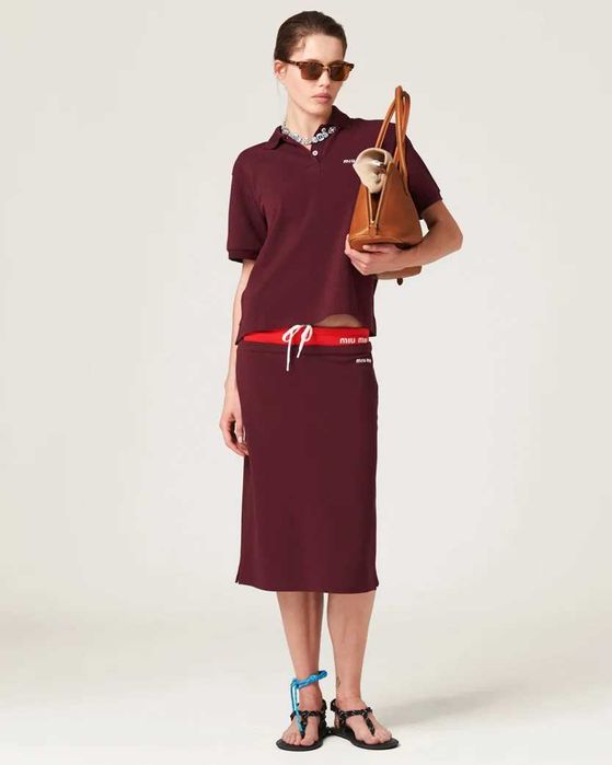 Футболка Miu Miu Cotton Pique Polo Shirt Amaranth Red