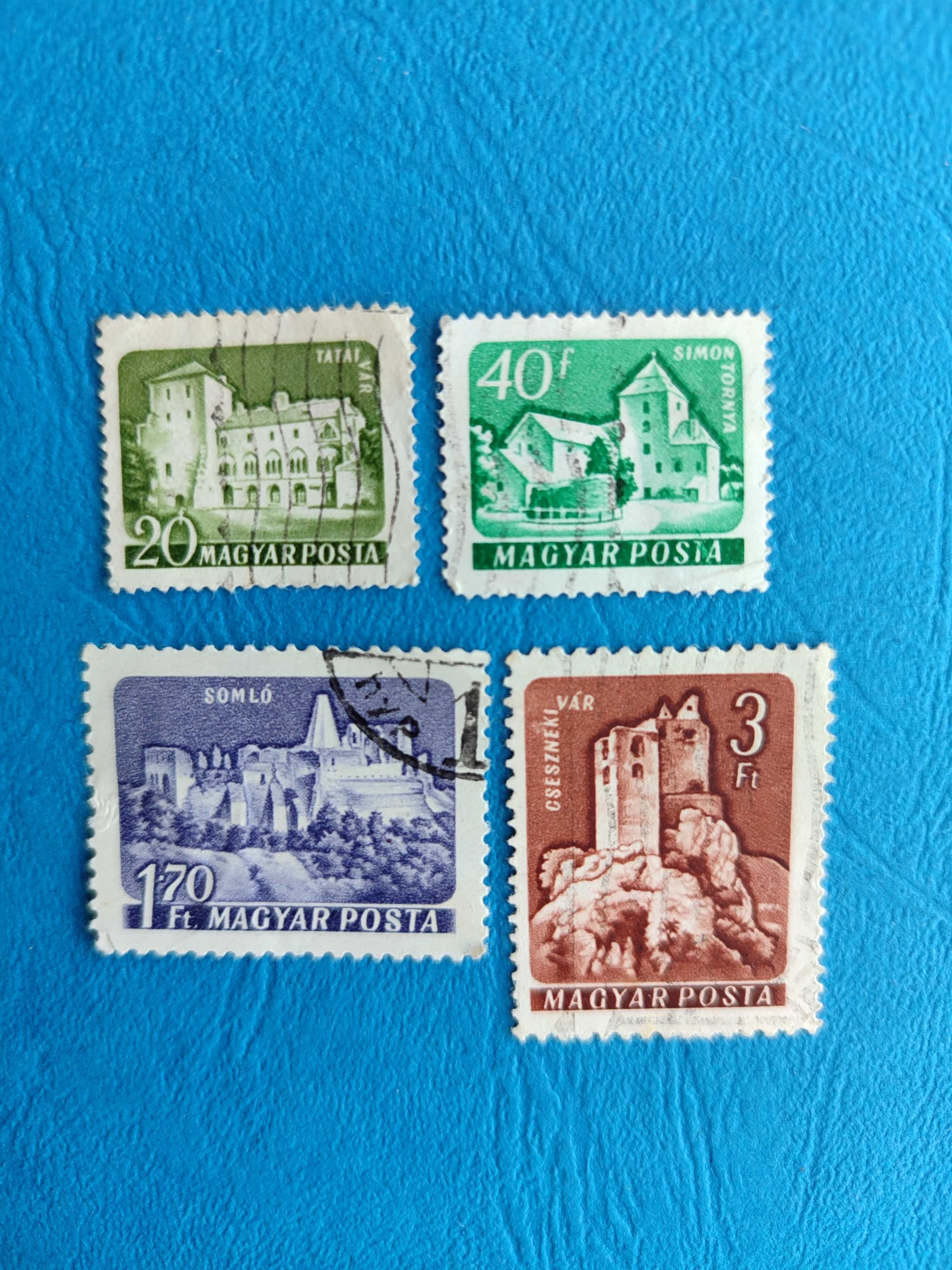 Magyar Posta l. 60, castles, zamki, 4 znaczki, Węgry, vintage