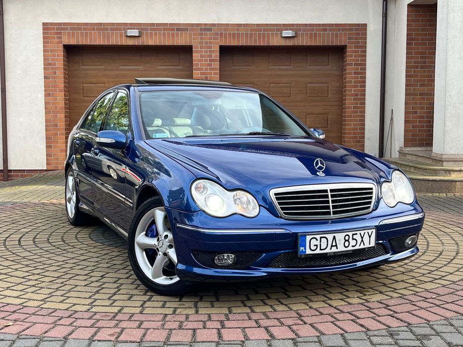 Mercedes-Benz Klasa C C230 Kompressor, AMG, Bright Blue, 1wlasciciel, Kolekcjonerski stan!