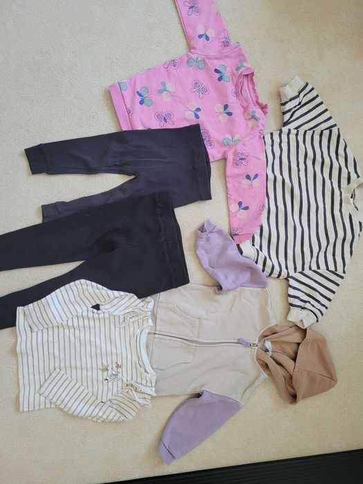 Paczka dla dziewczynki bluzki legginsy H&M / 18-24 m-ce