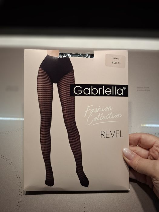 Nowe rajstopy Gabriella w kratkę czarne rozmuar 3, M