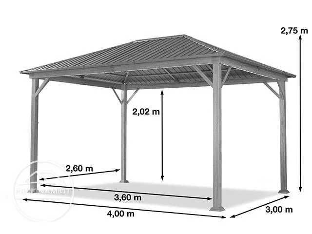 Pawilon ogrodowy Forest Superior szampański, 3x4m w optyce dębu