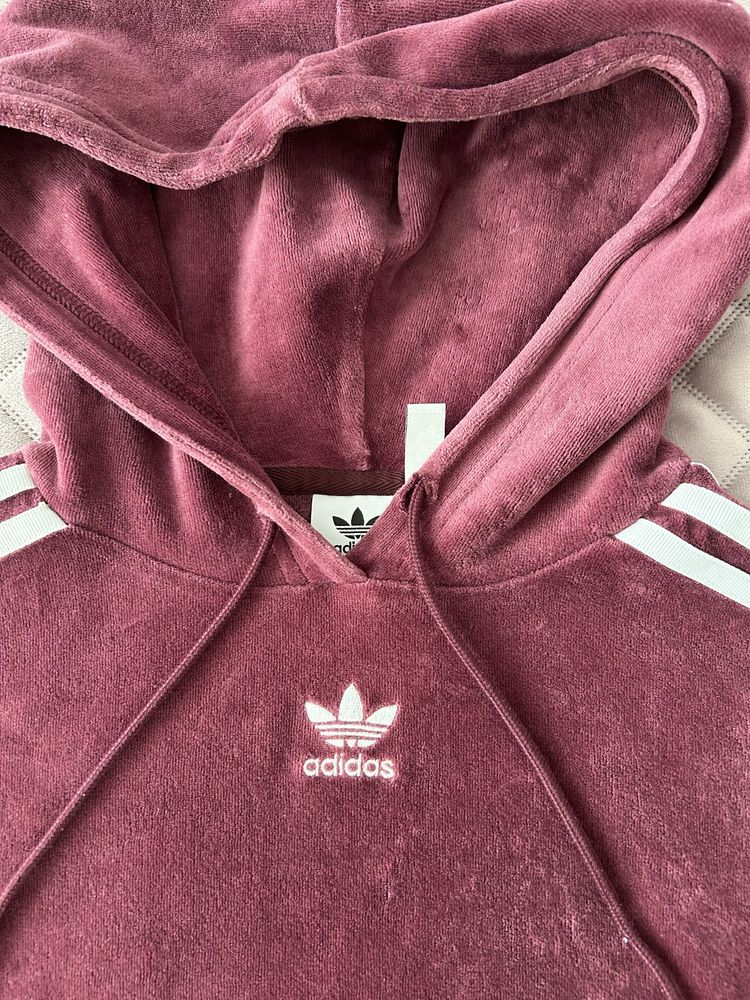 Krótka bluza welurowa Adidas rozmiar M