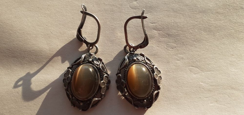 Серебряное кольцо  серьги сережки  925 проба